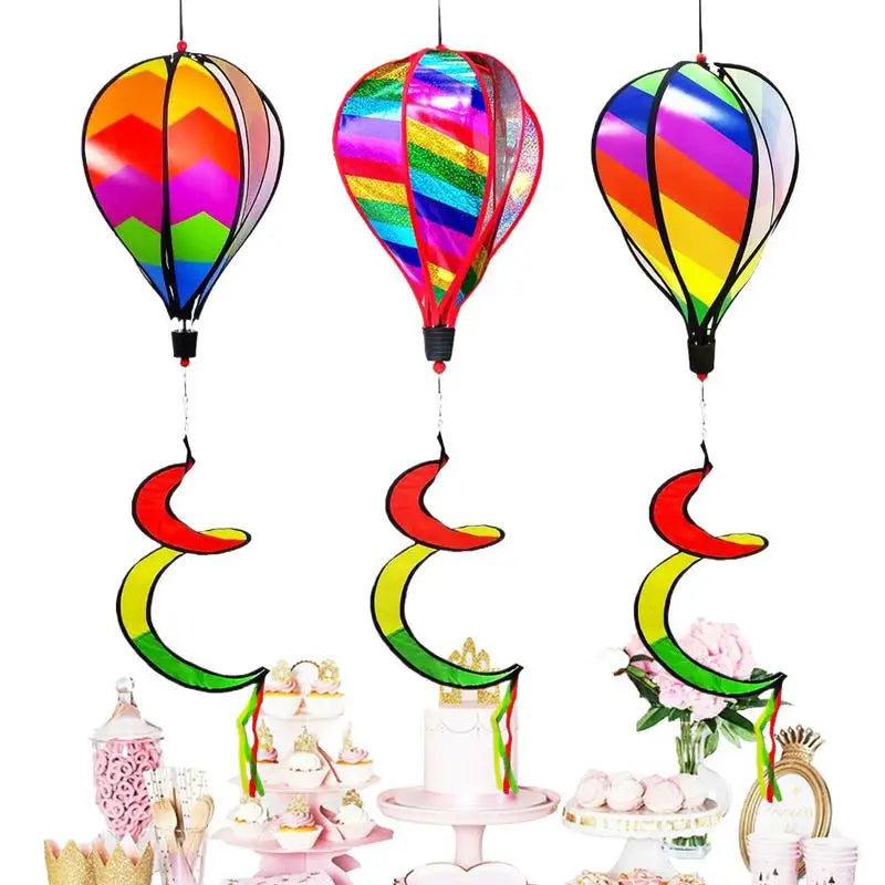 Hot Air Balloon Wind Spinners 3X Air Balloon Wind Spinner Windsock Ornament Outdoor Decoration For Holiday Camping Wedding