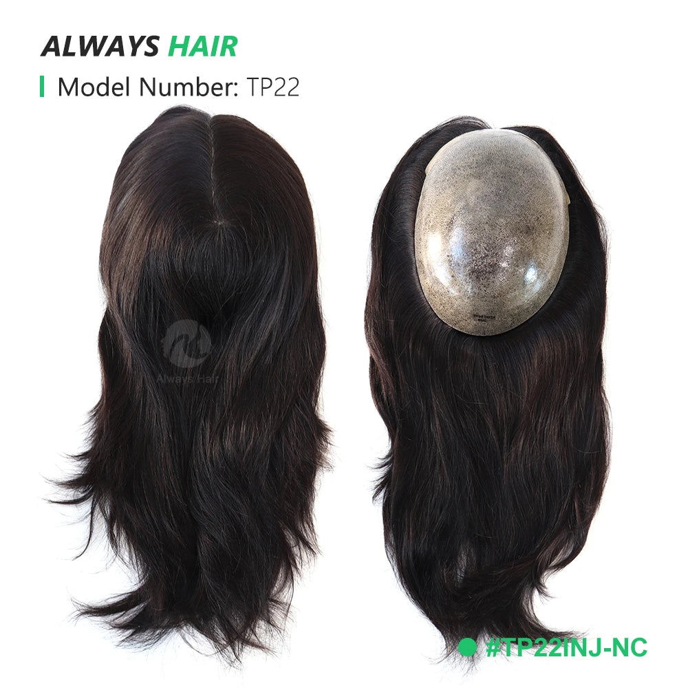 TP22INJ - All Injected Polyskin Hair Topper Chinese Culticle Remy Hairpieces for Women 14" 16" Toupee Women