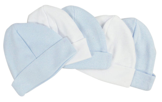 Blue & White Baby Caps (Pack of 5)