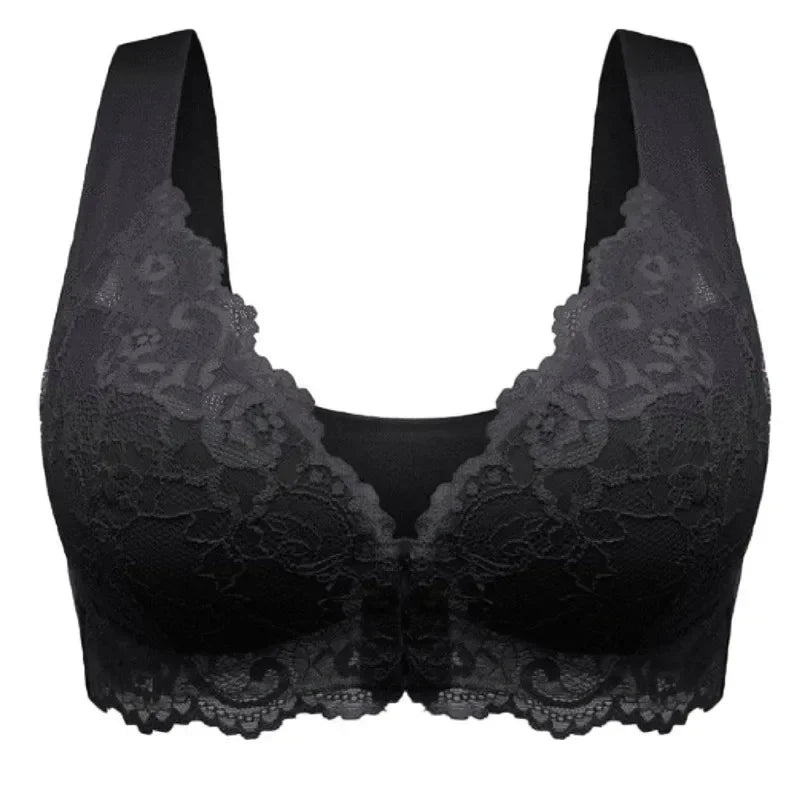 2024 New No Rims Front Buckle Large Sexy Lace Lingeries Women Bras Vest Comfortable  Sleep Plus Size L 8XL Lady's Underwear