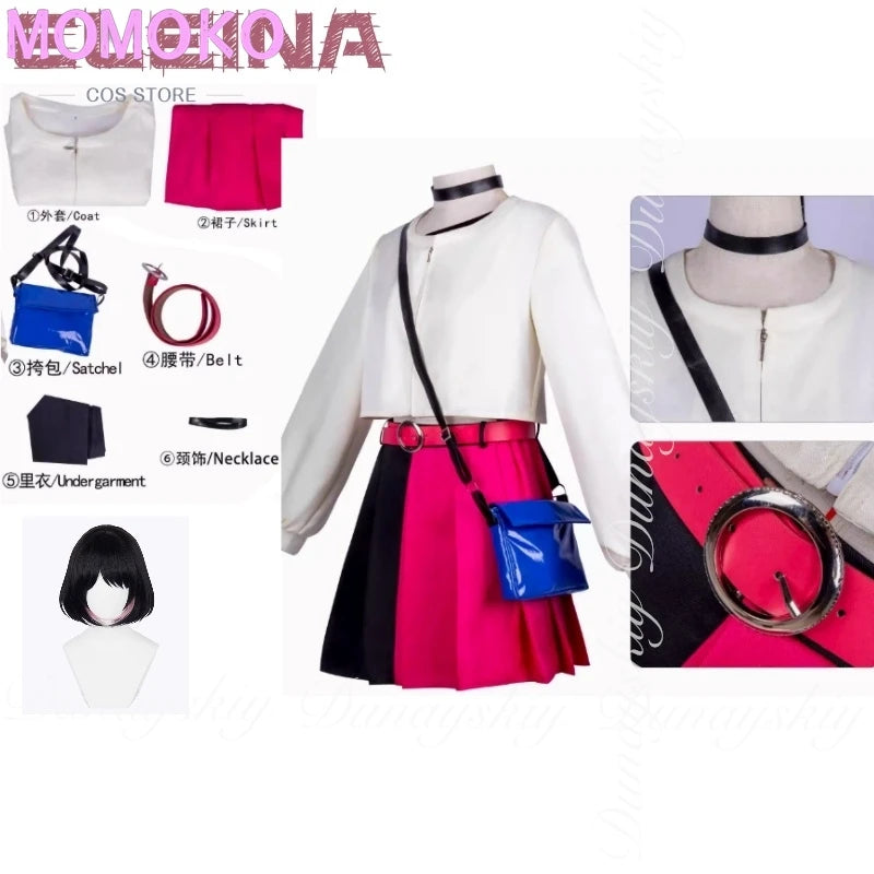 LAZARUS Anime Eleina Cosplay A Introverted 15-year-old Girl With Highlight Pink Brunette Hair And Clothe Cosplay Costume All Set