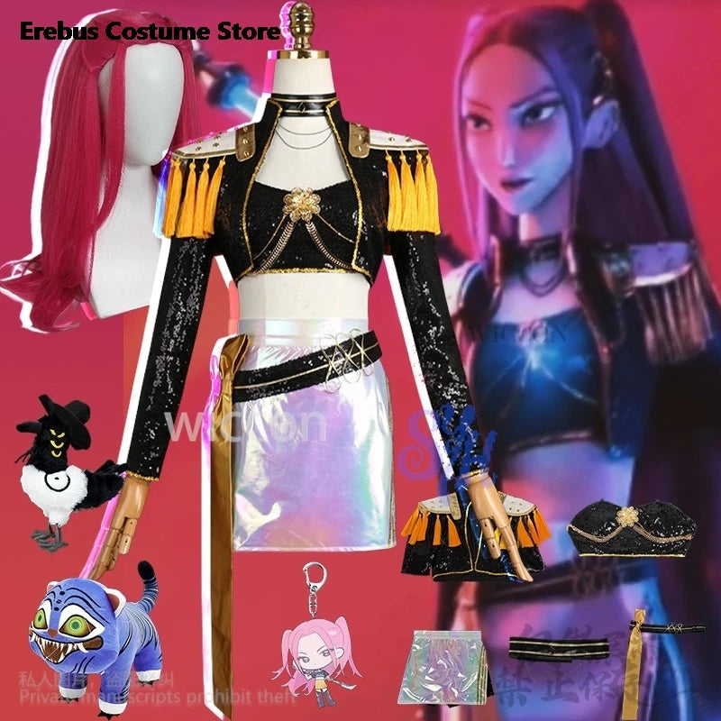 Anime Movie Kpop Demon Cosplay Mira Huntrix Golden Stage Uniform Black Flash Gorgeous Punk Coat Mini Dress Lolita 코스프레 Halloween