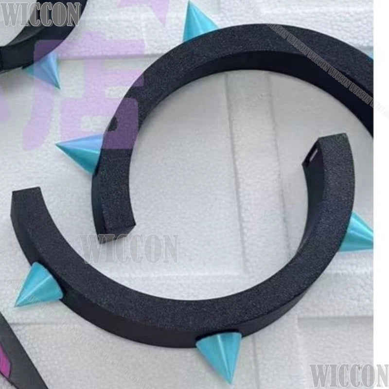 Kiriko Juri Game Han Over Cosplay Game Woman Double Bun Wig Black Purple Hair Cos Prop Choker Bolt Bracelet Halloween Party Cos