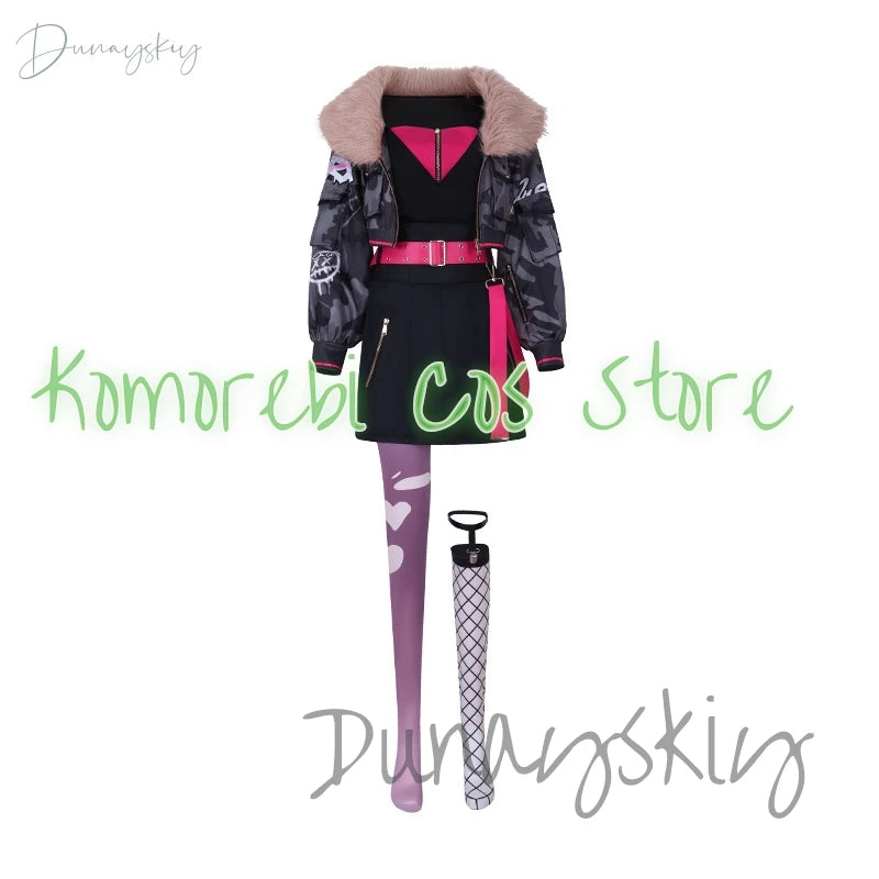 ULTRA C Azusawa Kohane Cosplay Game PJSK Project Sekai Colorful Stage Costume Uniforms Black Coat Dress Wig Prop Halloween Party