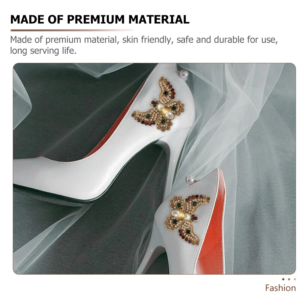 2 Pcs Apparel Hot Glue Bottom Cloth Sticker Bride Shoe Jewelry Clips Imitation Pearls Clothing Patch Repairing Patches