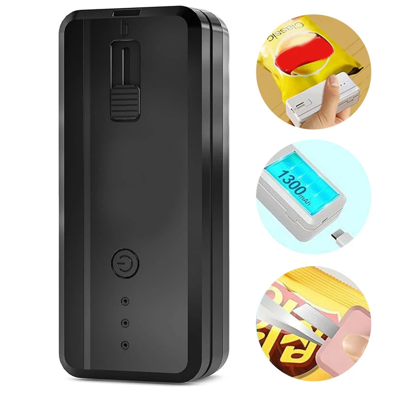 1300mAh Rechargeable Mini Bag Sealer and Cutter, 3 Variable Heat Modes, Widened Thermal Strip