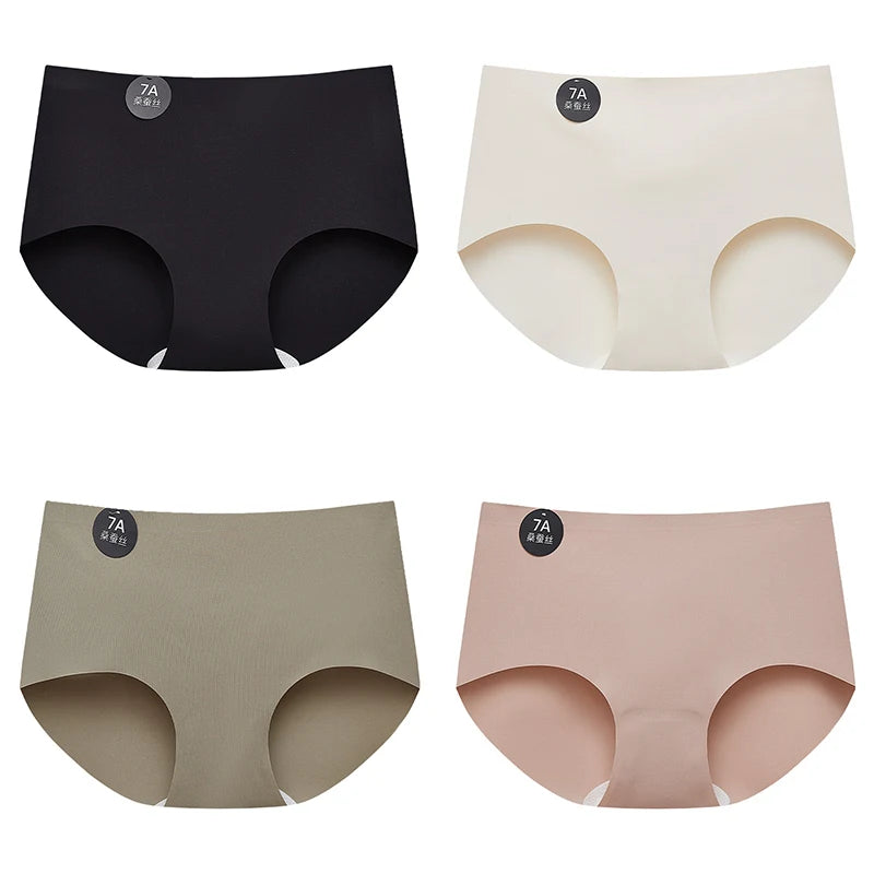FalllSweet 4PCS Seamless Panties for Woman Ice Silk Underwear Soft Thin Briefs Women's Underpants Fashion Sexy Female Lingerie
