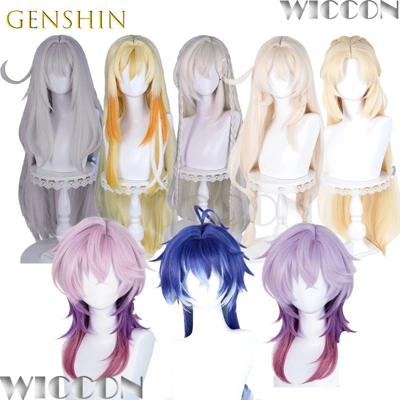 flins nocole reeyn alice durin Istaroth ronova Genshin Impact Cosplay Wig Set Roleplay Man Woman Hair Prop Halloween Party Cos