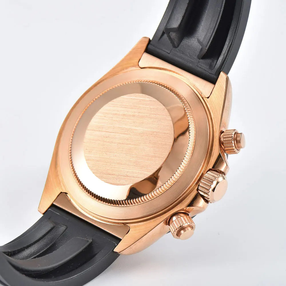 Luxury rose gold men's wristwatch VK63 movement chronograph sapphire glass rubber strap business men's waterproof wristwatch
