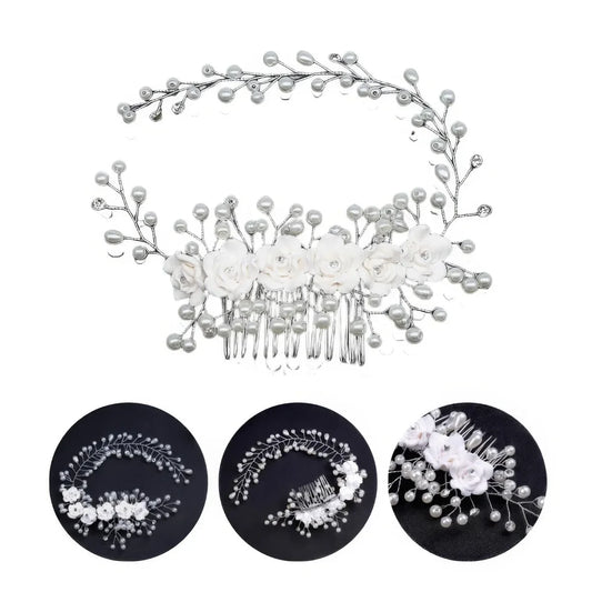 Elegant Ceramic Flower Bridal Comb Korean Style Handmade Wedding Hair Fork Bride Hair Accessory Gift for Her Special Day