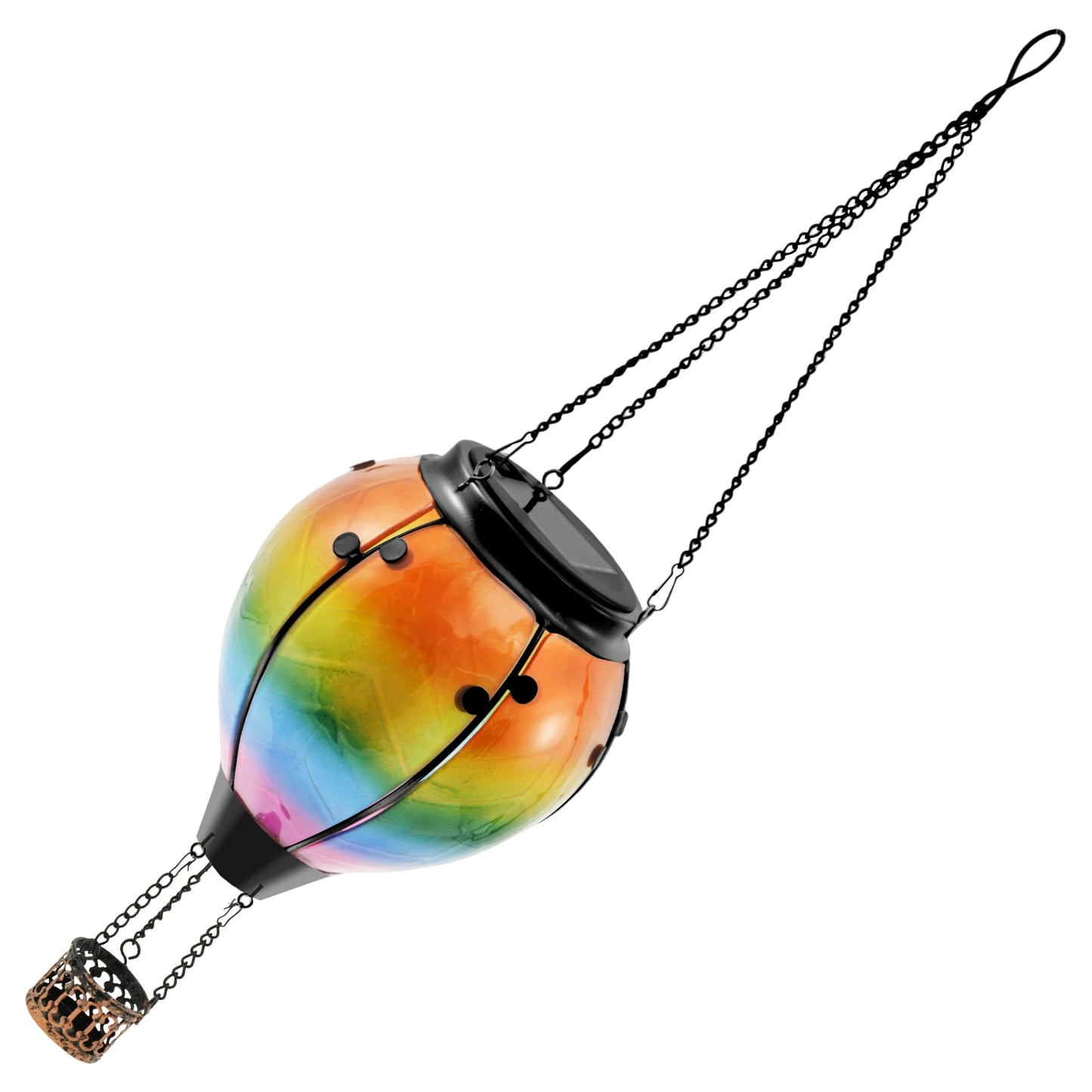 Solar Led Light Garden Wind Chimes Hanging Light Decor Hot Air Balloon Solar Lantern with LED Flame Solar Lights Hanging Lantern