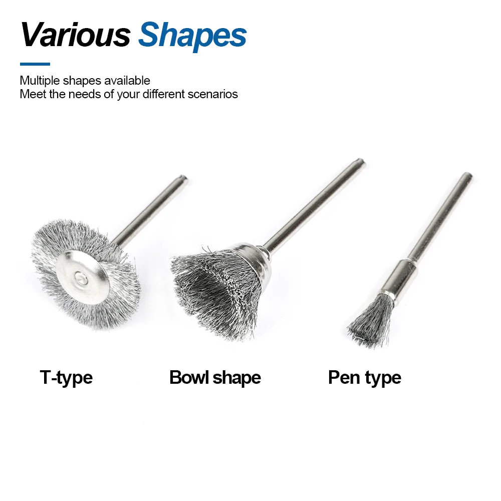 3/10Pcs Steel Wire Brushes Set Polishing Wheels Pen Brushes Kit Dremel Accessories Deburring for Rotary Tool
