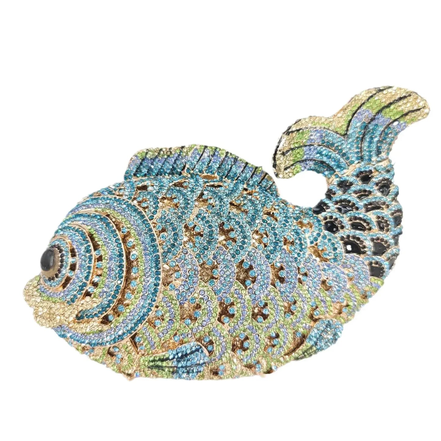 Boutique De FGG (in stock) Fish Crystal Clutch Handbags Women Pink Evening Bags Wedding Party Brides Rhinestones Purses Bag