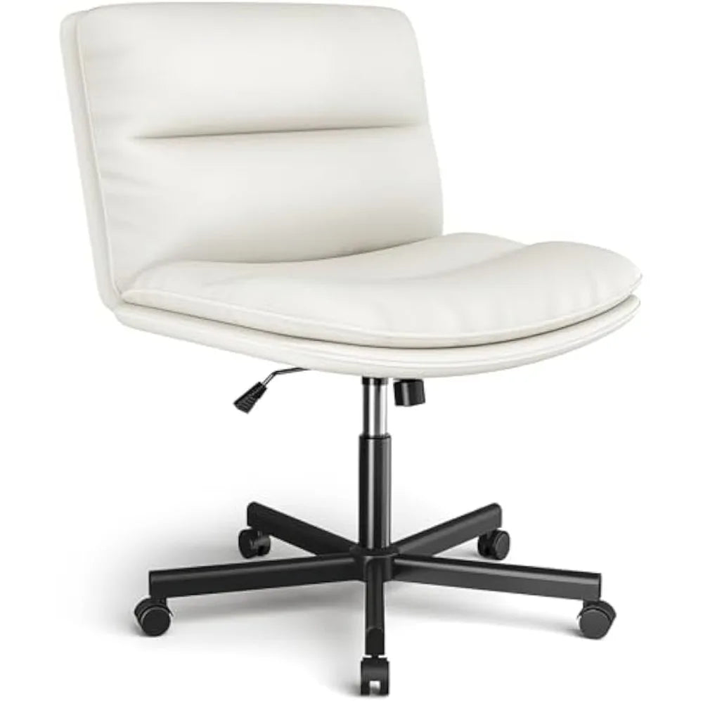 Office Desk Chairs with Wheels, Criss Cross Chair with Height Adjustable and Swivel, Comfortable Thickened Cushion PU Lea