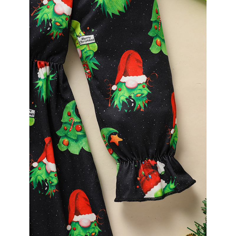 Toddler Kids Baby Girl Christmas Dress Outifts, Long Sleeves Cartoon