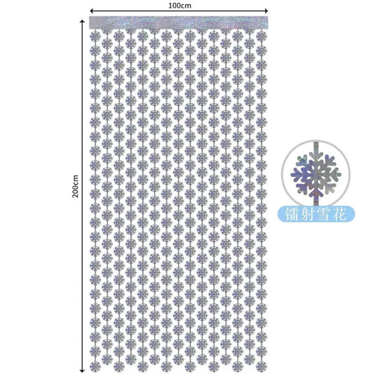 Iridescent Laser Snowflake Rain Foil Curtain Hanging Party Backdrop Decoration for Christmas Party Winter Party Background Decor