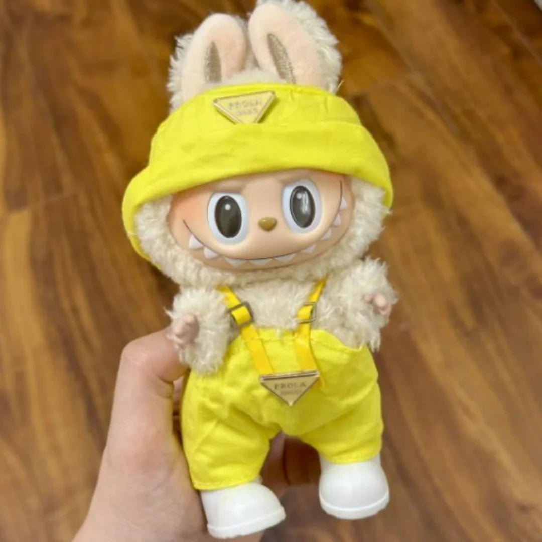 Doll's Clothes for 17cm Monster LABUBU clothes Dress up Baby Cowboy hat + suspenders Classic set