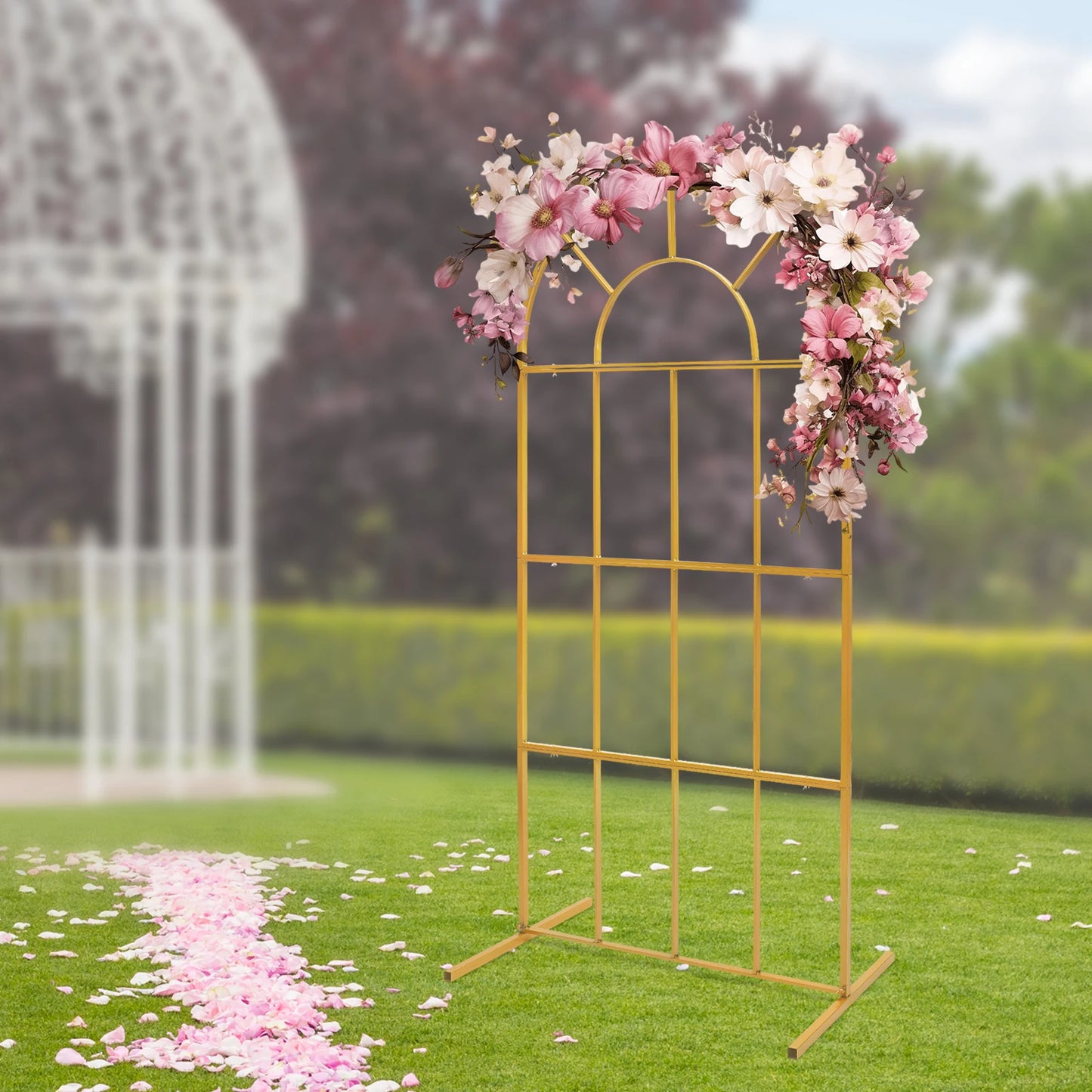 Wedding Arch Stand, 6.5ft Tall Iron Flower Holder, Freestanding H-Base for Bouquets/Balloons, Perfect for Weddings/Parties/Event