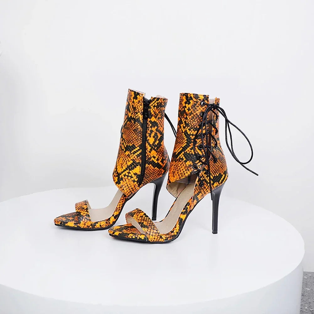 Brand New Glamour Apricot Orange Women Gladiator Sandals Fashion High Heels Lady Shoes Plus Small Big Size 11 30 43 45 48