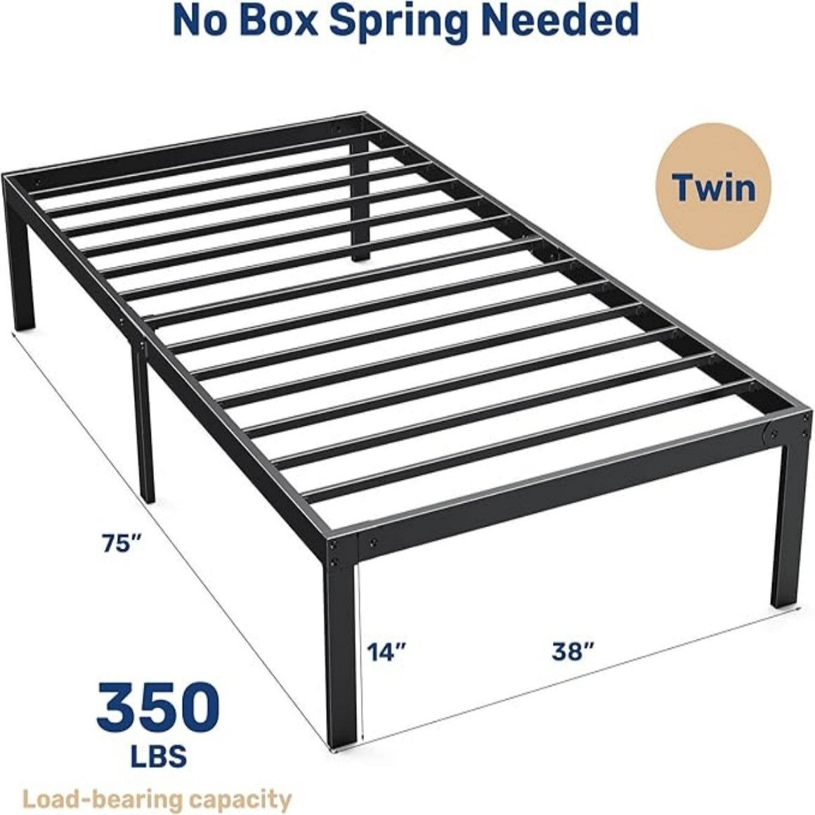 LuneluX_Home – Urban Metal Bedframe 90 × 190 cm