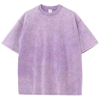 Men's Summer T-shirt 230G Heavy Cotton Vintage Washed T-Shirts Oversized Short Sleeve Loose Streetwear Short Sleeve Tops Tee