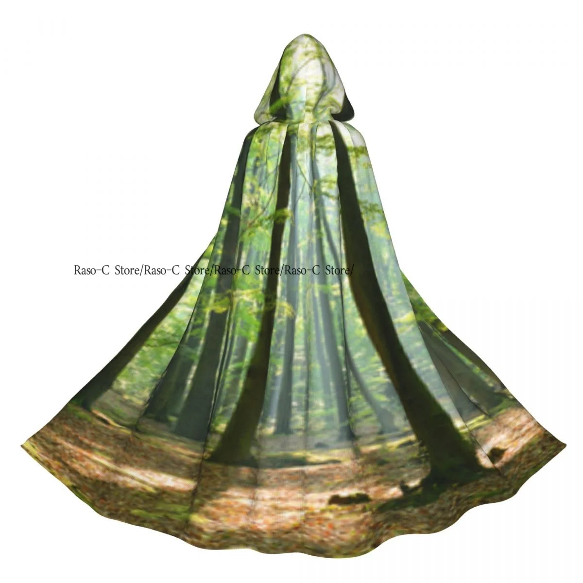 Unisex Adult Morning In The Forest Freshness Natural Environment Print Cloak with Hood Long Witch Costume Cosplay