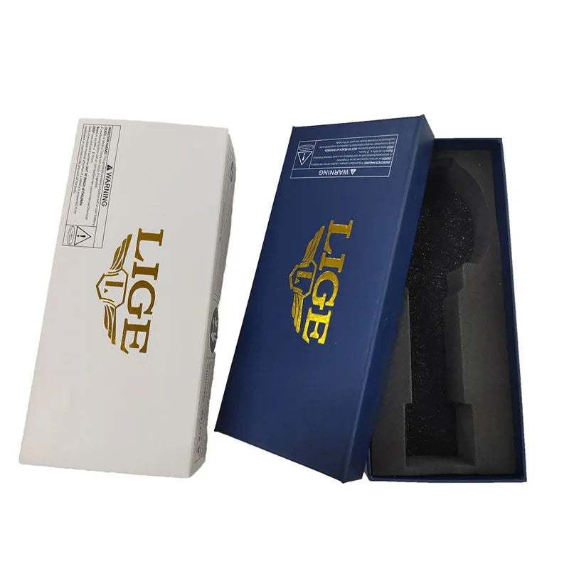 LIGE Mens Watches Brand Luxury Hollow Square Sport Watch For Men Fashion Silicone Strap Waterproof Quartz WristWatch+ Gift Box