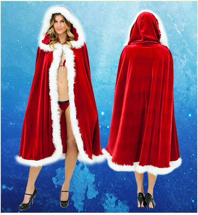 2025 Christmas Adult Cape Set | Santa Red Cloak & Little Red Riding Hood Wine Red Cape