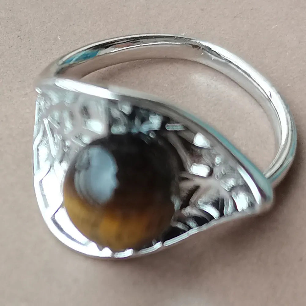 Jaspe Howlite Crystal Aventurine Tiger Eye Blue Sand Carnelian Malachite Lapis Lazuli Howlite Goldstone Leaf Bead Ring  PWB921