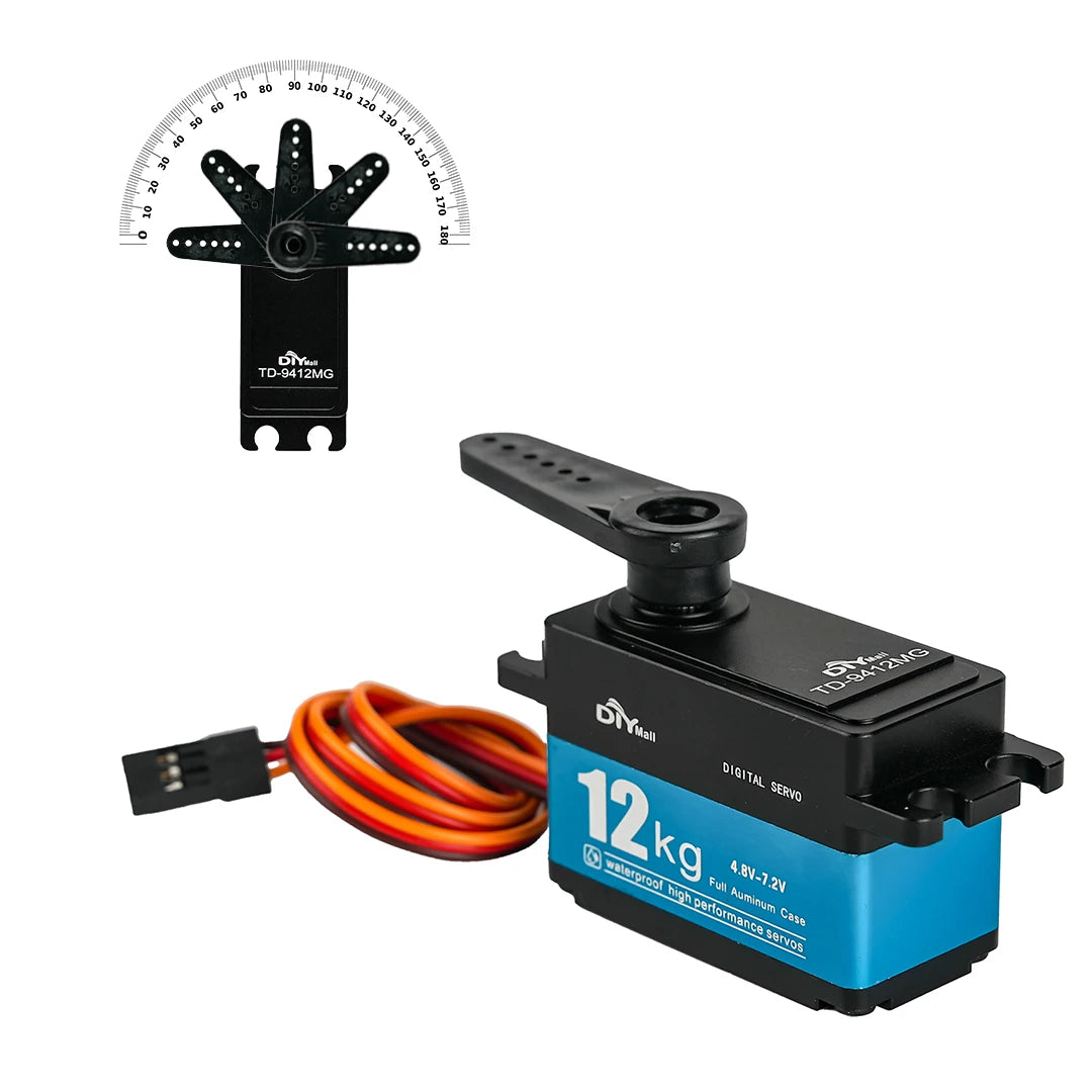 TD-9412MG Digital Servo 12KG High Torque Full Metal Carbon Brush Motor 180/270/360 Degree Short Model for 1:10 1:8 RC Car Robot