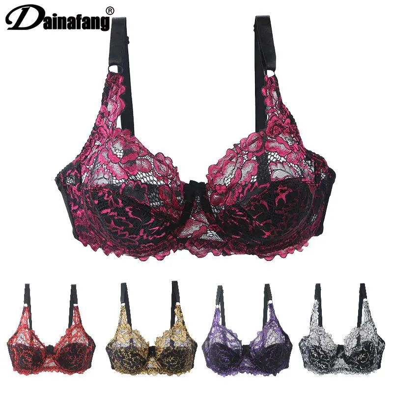 DaiNaFang Lace Embroidered Bras Women Push Up Underwear Sexy Ladies Large BH Tutible Adjusted Bralette Plus Size Lingerie