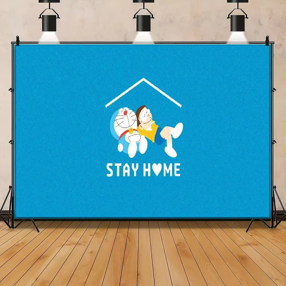 Doraemon Backdrop For Photo Studio Boys Baby Shower Happy Birthday Party Photography Background