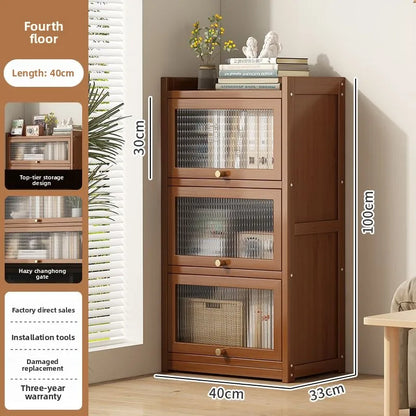 Multi-functional BambooBookcase LargeCapacity Wooden Bookshelf Storage Cabinet Display Rack Home Furniture for Living RoomOffice