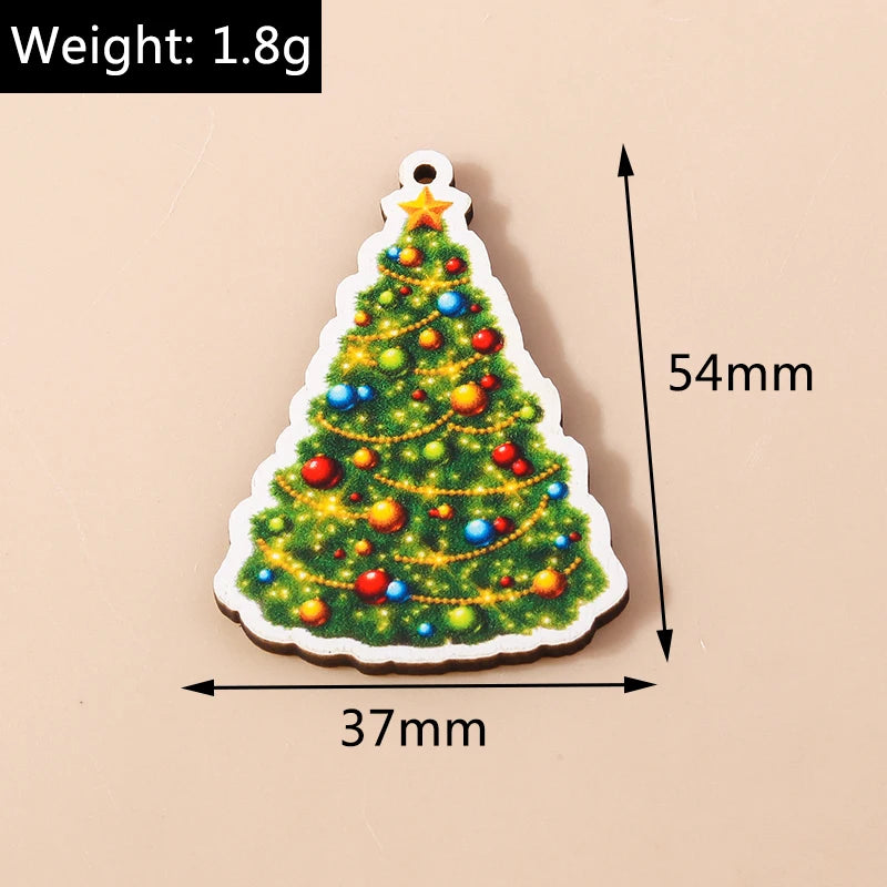 Leslie 10pcs Fashion Christmas Charms Cute Christmas Tree Deer Bell Snowman Pendant for Earring Necklace Making Accessories