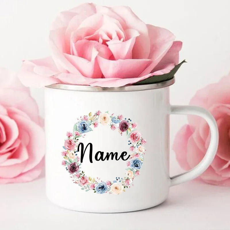 Personal Custom Name Enamel Mug, Bachelorette Party, Coffee Wine Mug, Bridesmaid Cup, Wedding Bridal Shower, Bride Team Gifts