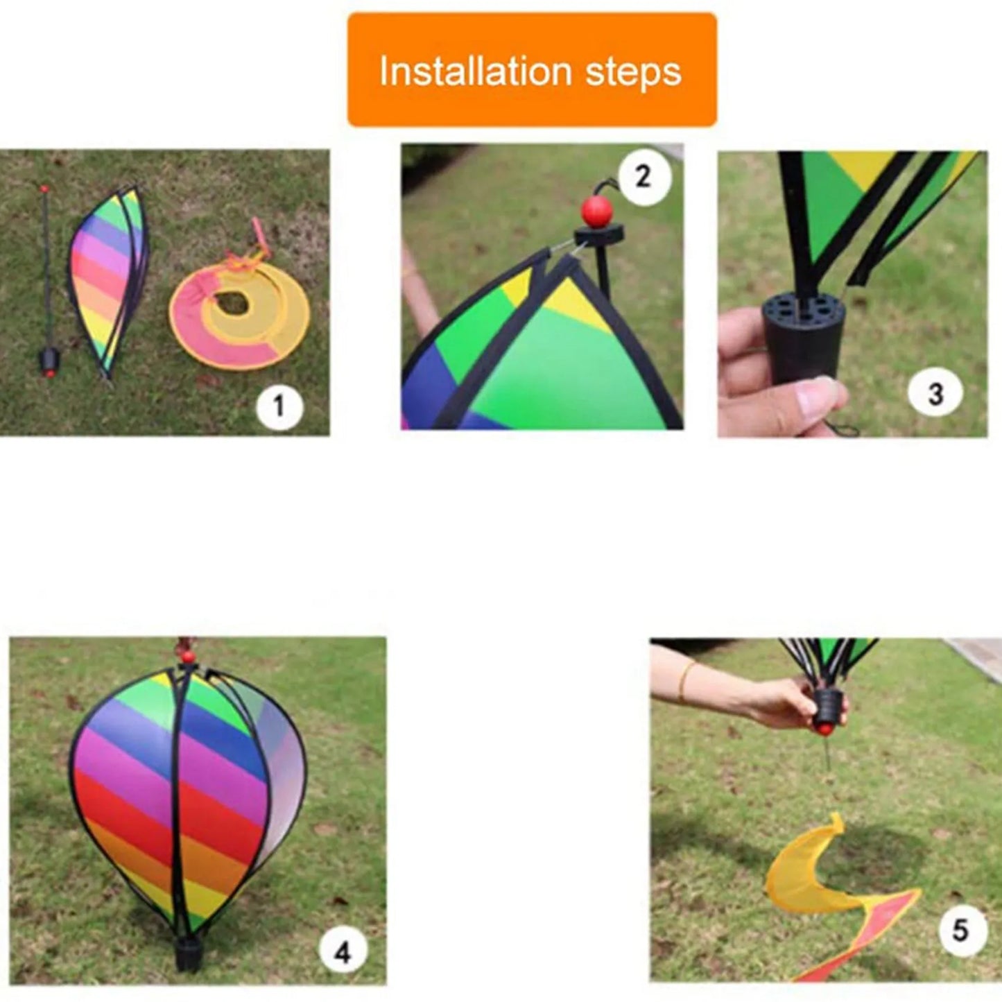 YWDZ-4PCS Balloon Wind Spinner Striped Windsock Balloon Yard Decor Spiral Balloon Windmill