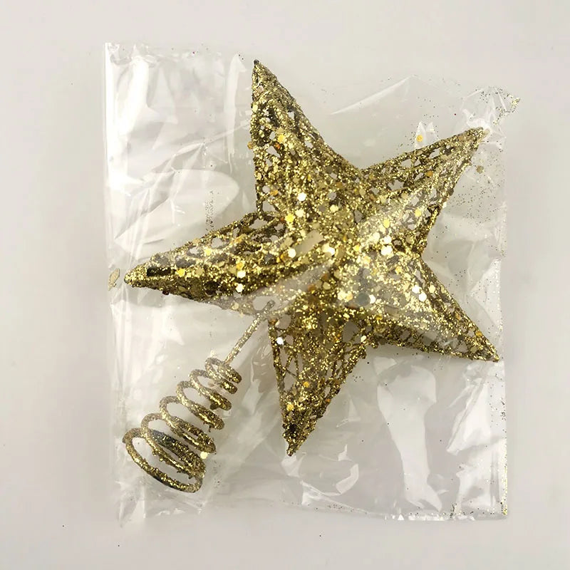 1pcs 15*20cm Gold Glitter Christmas Tree Top Iron Star Christmas Decorations For Home Xmas Tree Ornaments New Year Decor