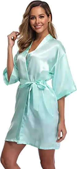Satin Robe Female Intimate Lingerie Sleepwear Silky Bridal Wedding Gift Casual Kimono Bathrobe Gown Nightgown Sexy Nightwear