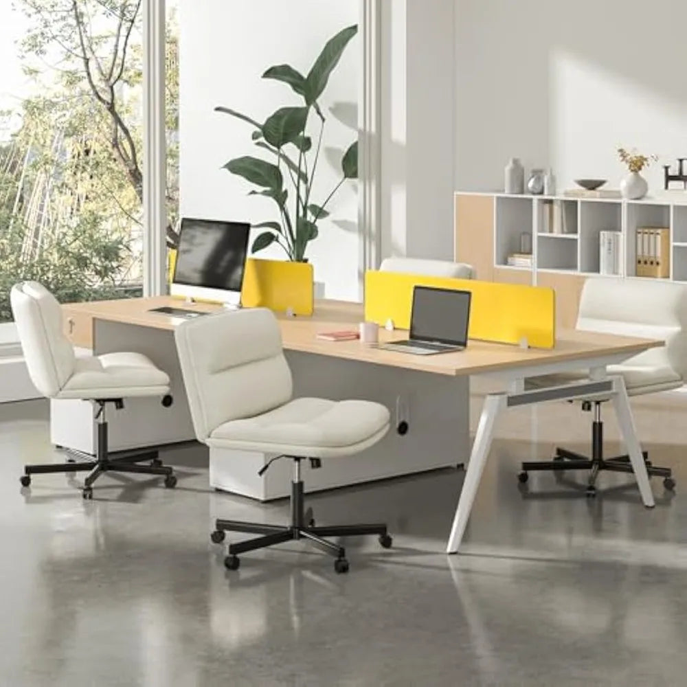 Office Desk Chairs with Wheels, Criss Cross Chair with Height Adjustable and Swivel, Comfortable Thickened Cushion PU Lea