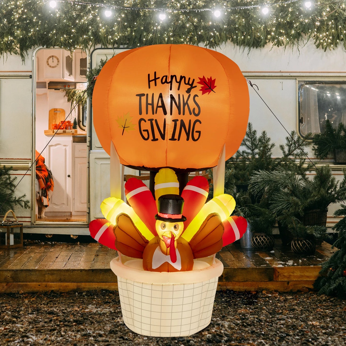 6ft 15W 5 LED Lights Turkey Hot Air Balloon Garden Turkey Decoration