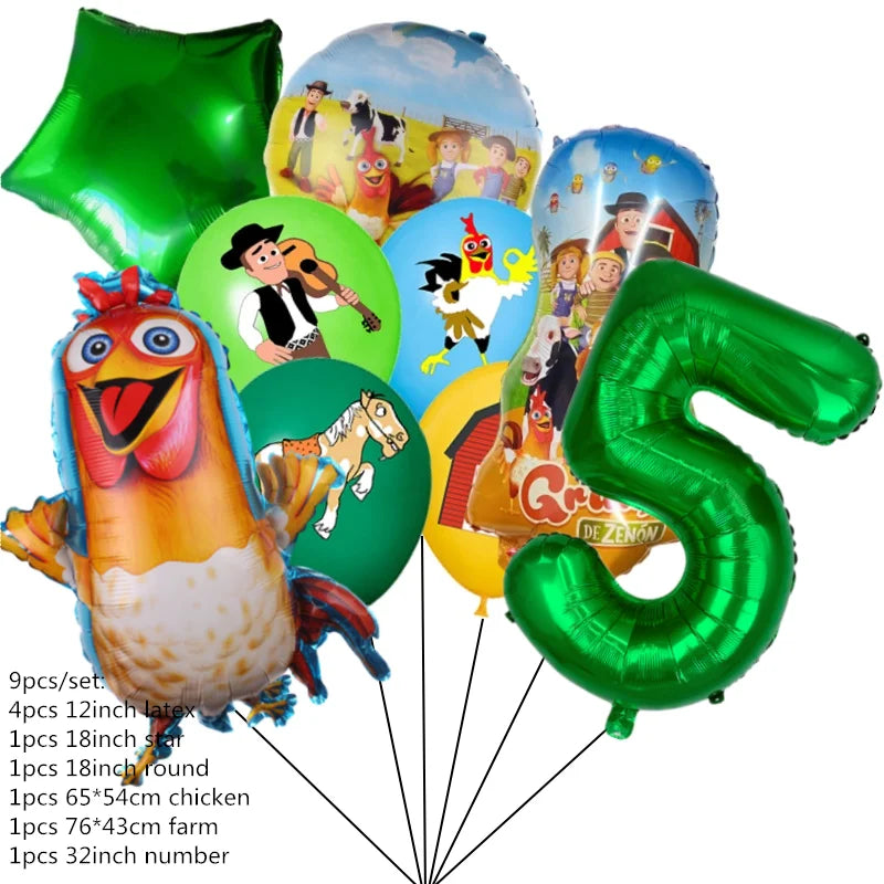 Chicken Dairy Farm Chick Tractor Ballons Happy Birthday Kids Party Animal Pet Dream Rangeland La Granja Zenon Party Decoration