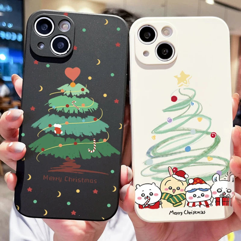 Christmas Tree Print Phone Case For Xiaomi Poco X7 Pro 5G M6 Pro 4G X6 X5 X3 F5 F6 X7 Shockproof Candy Matte Soft Silicone Cover