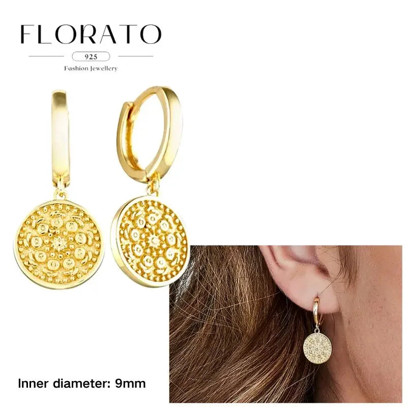 925 Sterling Silver Ear needle European And American Style Hoop Earrings Round square Pendientes Fashion For Women Birthday Gift