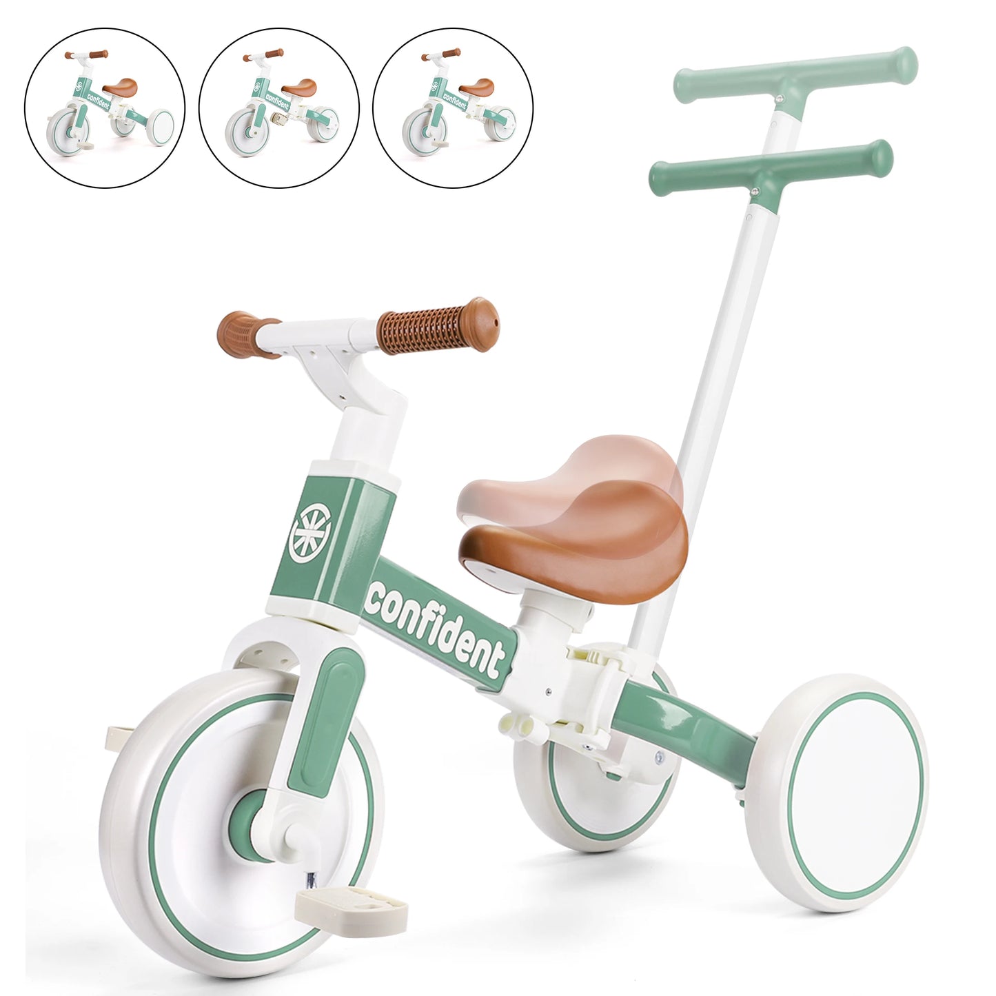 Baby Balance Bike for Kids 1/2/3 Years Old Toddler Trike with Parent Steering Push Handle Kids Trike Christmas and Birthday Gift