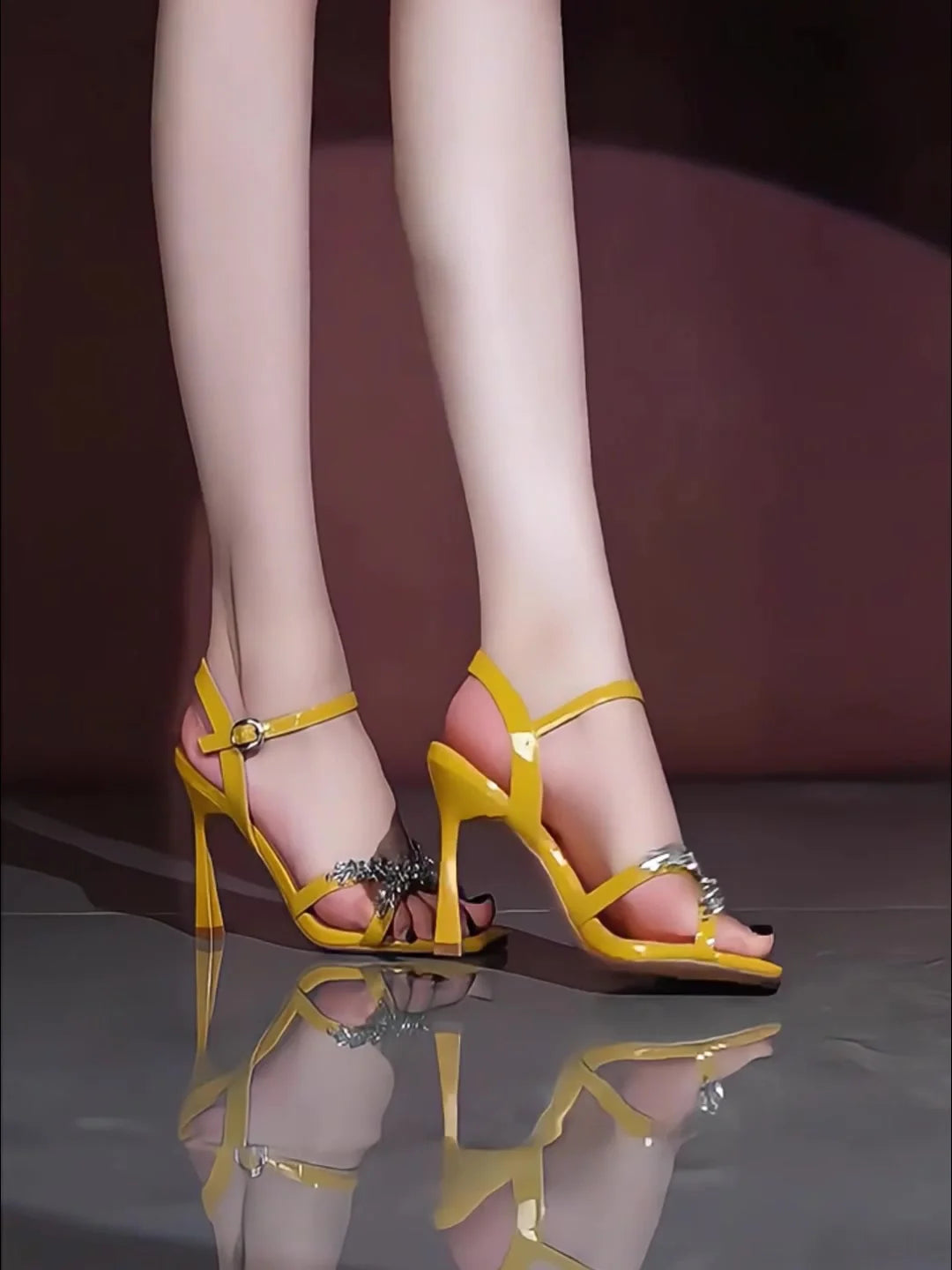 Summer New Black Strap Fashionable Open Toe Women's High-heeled Dress Sandals