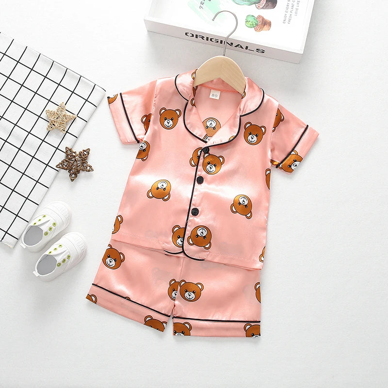 New Summer Baby Boys Clothes Suit Children Girls Sleepwear Shirt Shorts 2Pcs/Sets Kids Pajamas Toddler Costume Infant Tracksuits