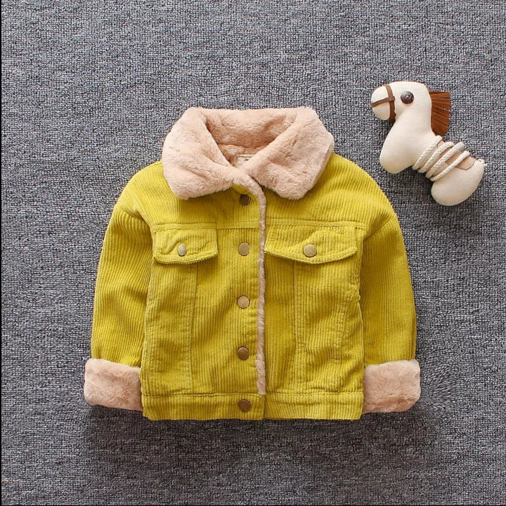 New Boys' Coat with Velvet and Thickened Children's Coat for Autumn and Winter, New Baby Winter Clothes,