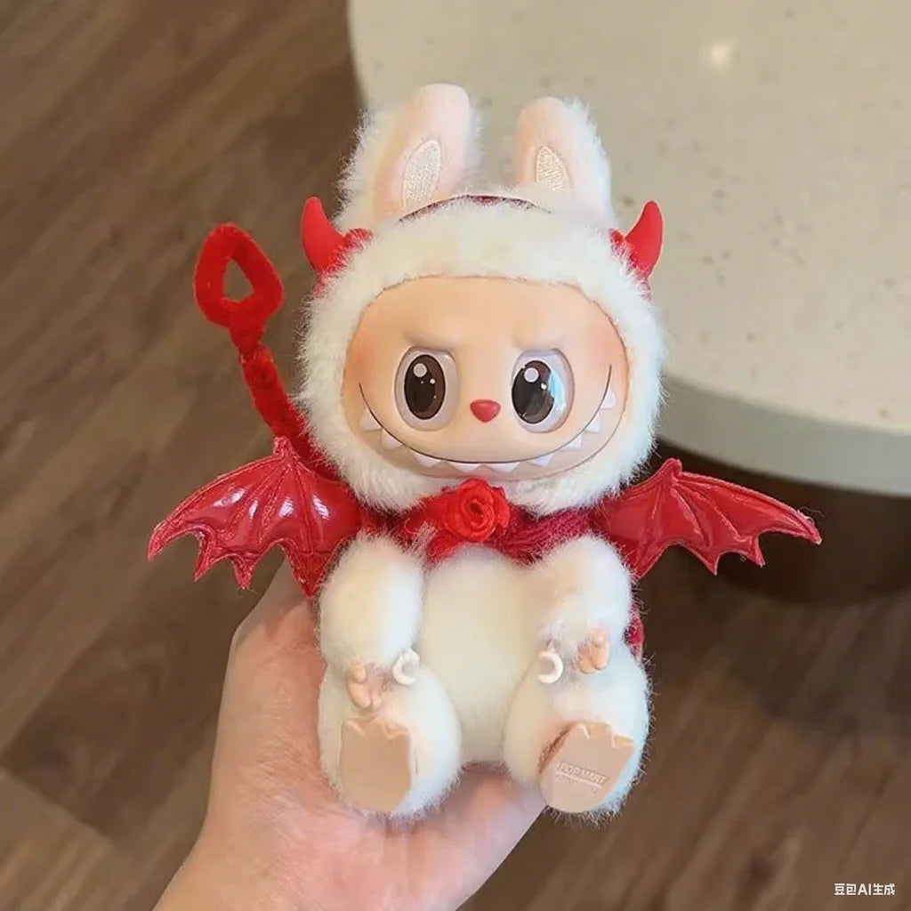 Clothes For Labubu 15 Cm 17 Cm Dolls 1st To 3rd Generation Red Little Devil Wings With Hair Accessories Horns