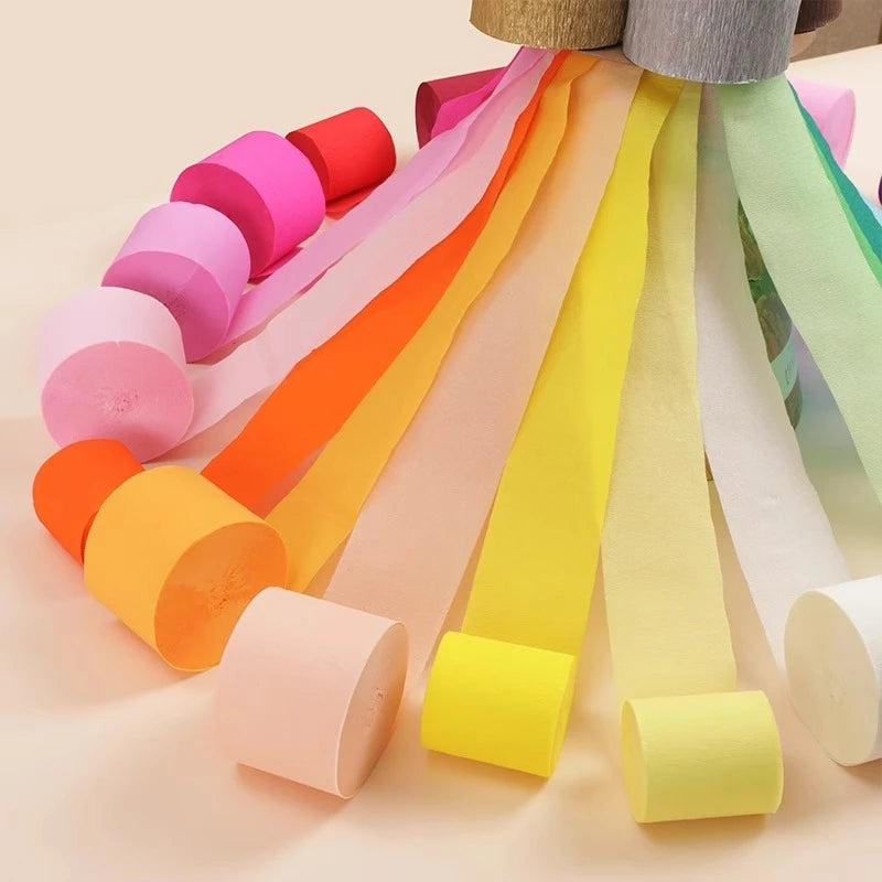 25m/Roll 4.5cm Crepe Paper Streamers Tissue Paper Roll For Flower Crafts Making Birthday Wedding Party Backdrop DIY Decoration