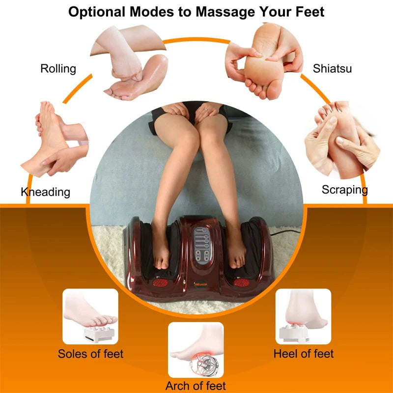Electric Shiatsu Vibration Foot Massager with Roller Therapy Health Care Remote control Improve Blood Circulation